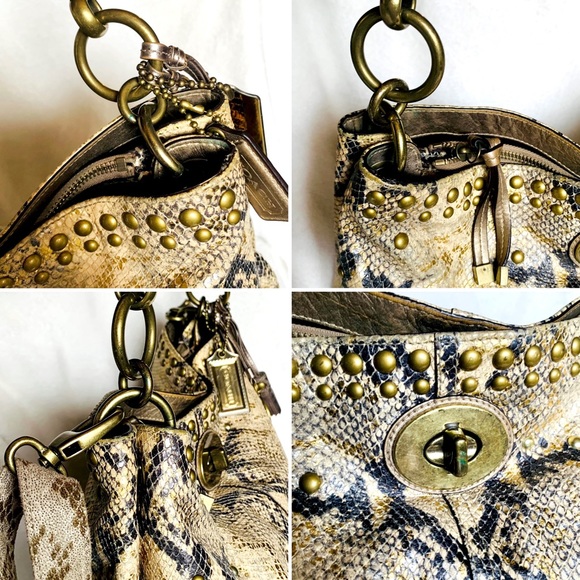 RARE⚡️COACH Limited Edition Hamptons Embossed Python Turnlock Hobo - Picture 7 of 16